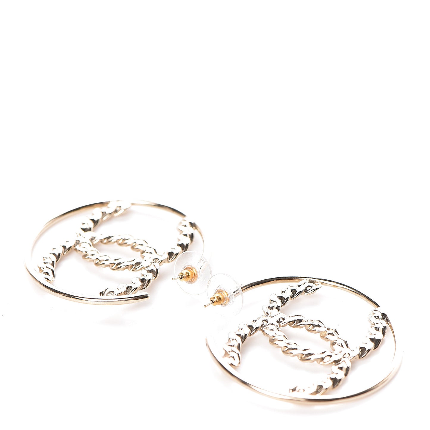 Crystal CC Hoop Earrings Gold