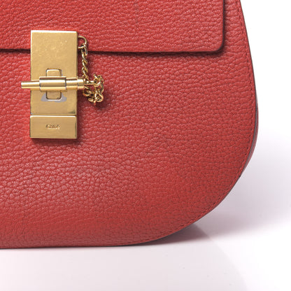 Chloe Grained Lambskin Drew Shoulder Bag Plaid Red 12 of 14