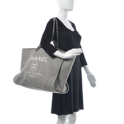 Chanel Canvas Deauville Extra Large Tote Grey 2 of 9
