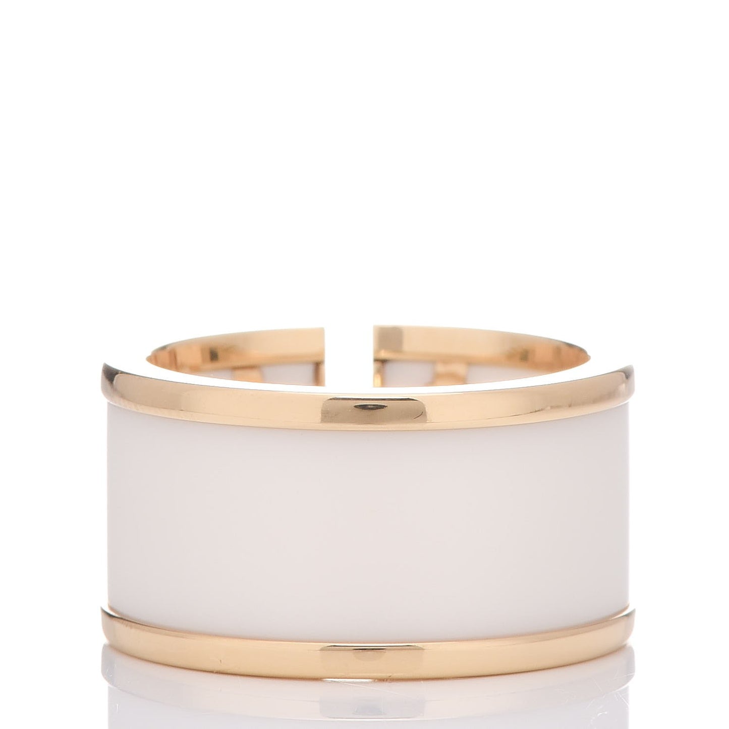 18K Yellow Gold White Ceramic T Cutout Ring 52 6