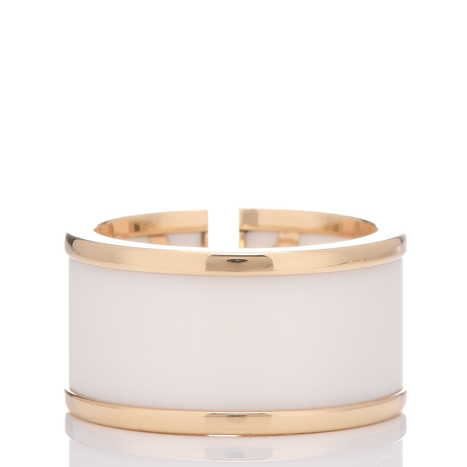 Tiffany 18K Yellow Gold White Ceramic T Cutout Ring 52 6 3 of 8