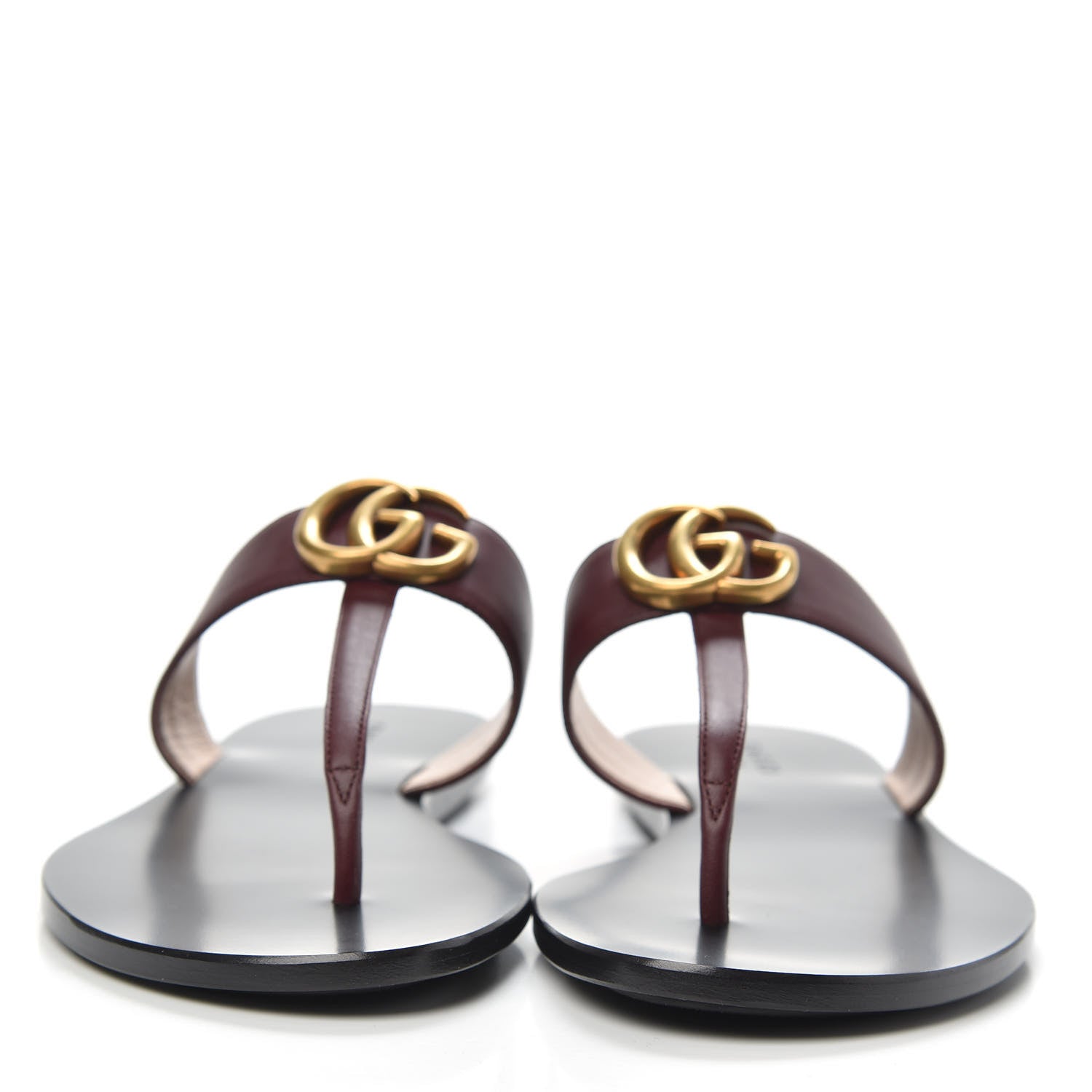 Gucci Calfskin GG Marmont Thong Sandals 38 Vintage Bordeaux 2 of 8
