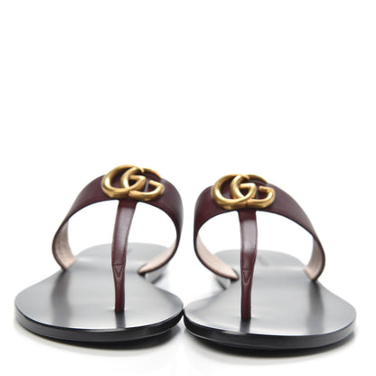 Gucci Calfskin GG Marmont Thong Sandals 38 Vintage Bordeaux 2 of 8
