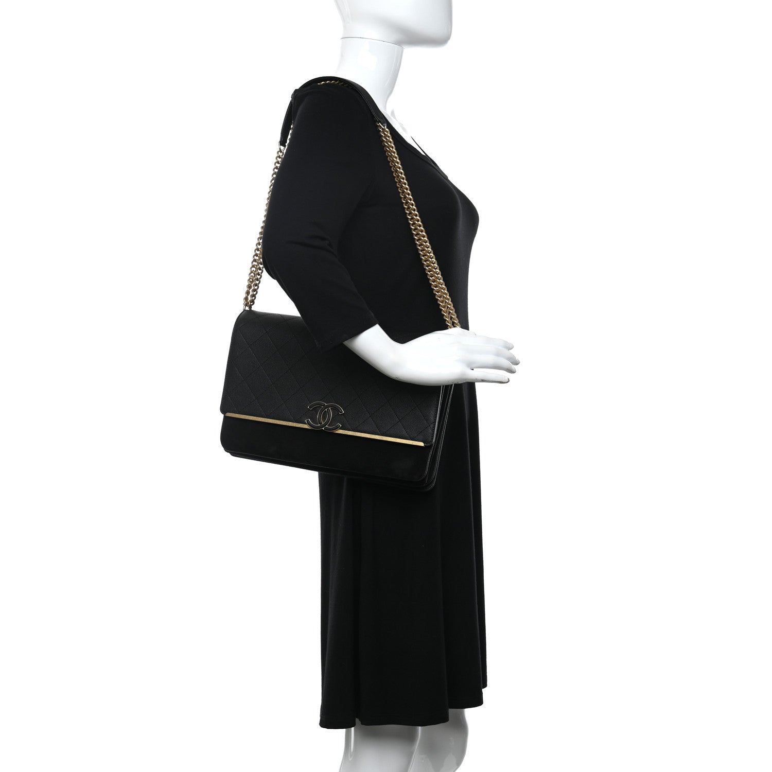 Chanel Caviar Suede Stitched Lady Coco Flap Black 2 of 11
