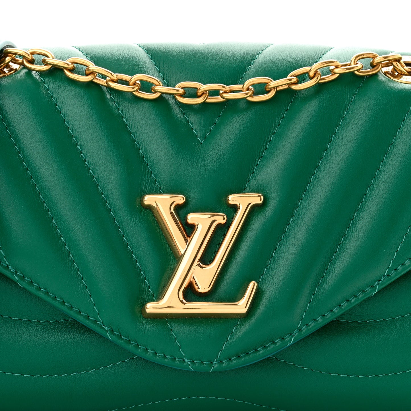Calfskin New Wave Chain Bag MM NM Emerald