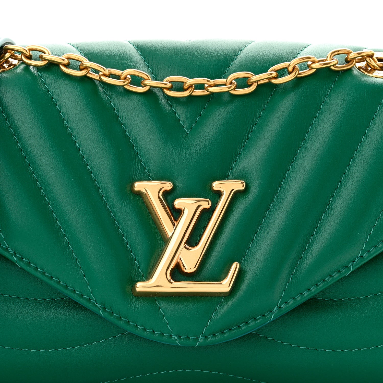 Louis Vuitton Calfskin New Wave Chain Bag MM NM Emerald 7 of 9