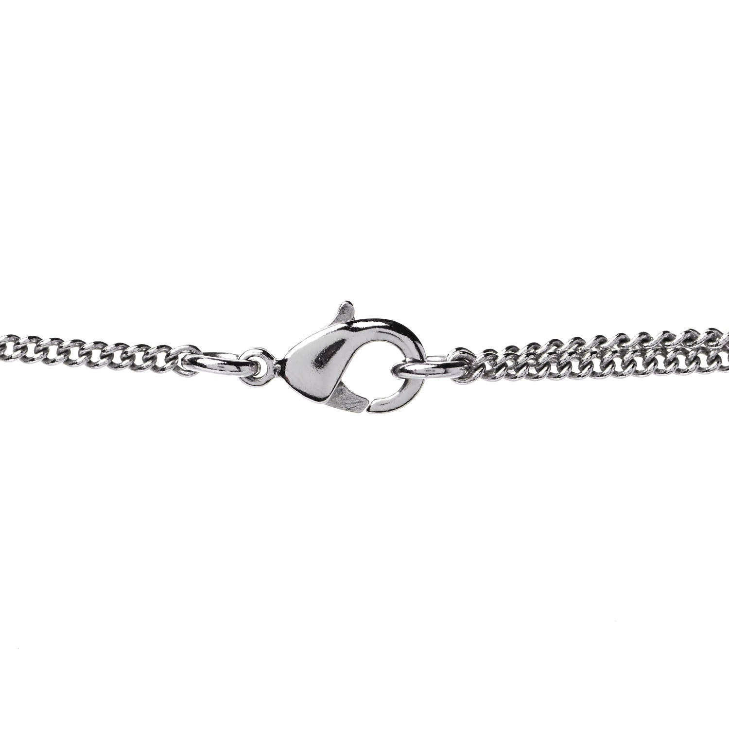 Chanel Lambskin Baguette Crystal CC Necklace Black Silver 3 of 4