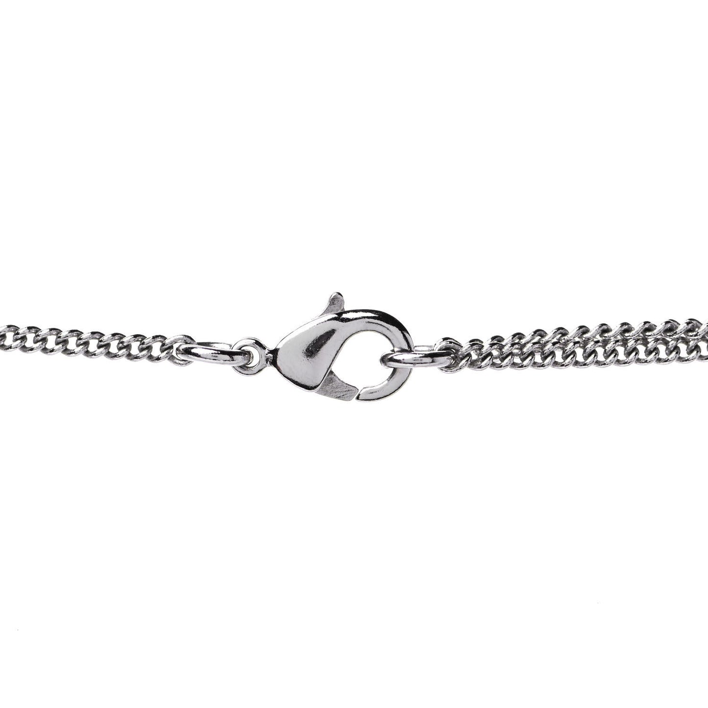Lambskin Baguette Crystal CC Necklace Black Silver