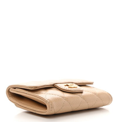 Chanel Caviar Quilted Flap Card Holder Wallet Beige 4 of 8