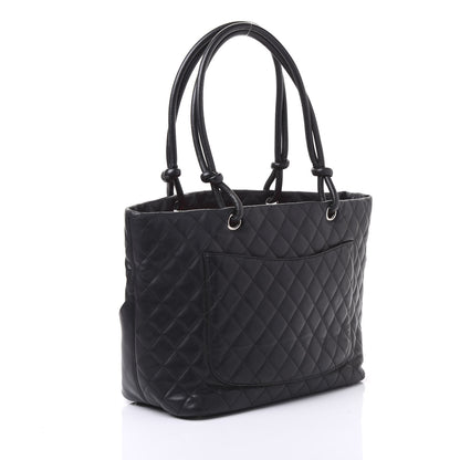 Chanel Calfskin Quilted Large Cambon Tote Black White 2 of 12