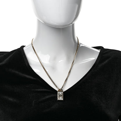 Chanel Crystal Dog Tag Charm Necklace Gold 2 of 6