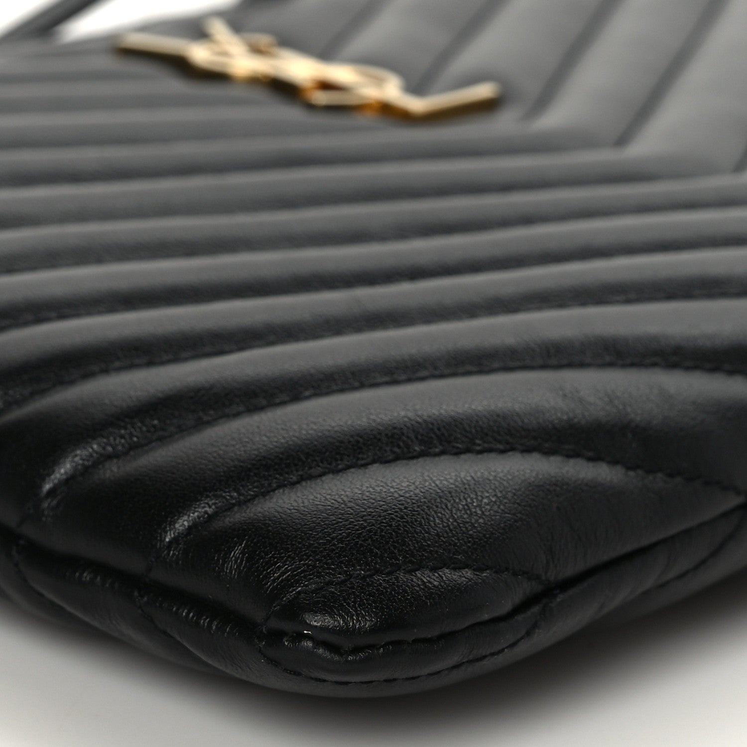 Saint Laurent Calfskin Matelasse Chevron Monogram A5 Wristlet Black 8 of 9