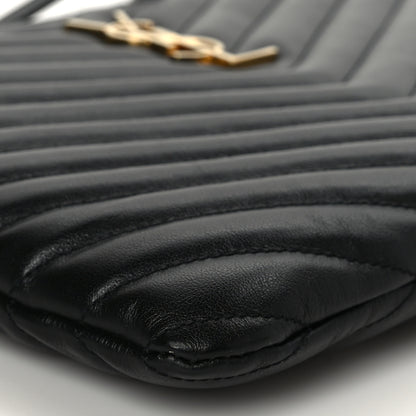 Saint Laurent Calfskin Matelasse Chevron Monogram A5 Wristlet Black 8 of 9