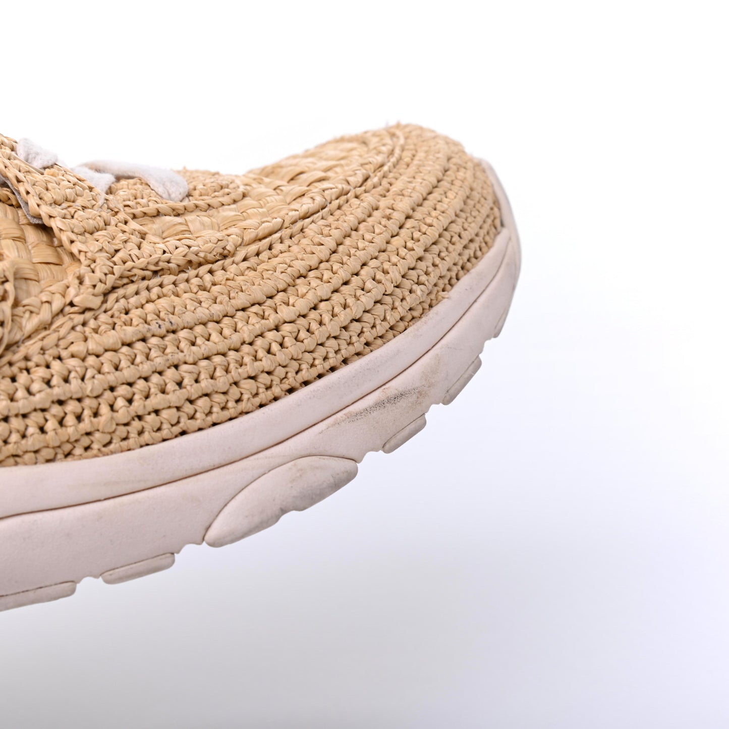 Braided Raffia Womens CC Sneakers 38.5 Beige