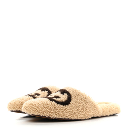 Gucci Shearling Interlocking G Womens Eileen Slippers 38.5 Butterscotch Cocoa 3 of 8
