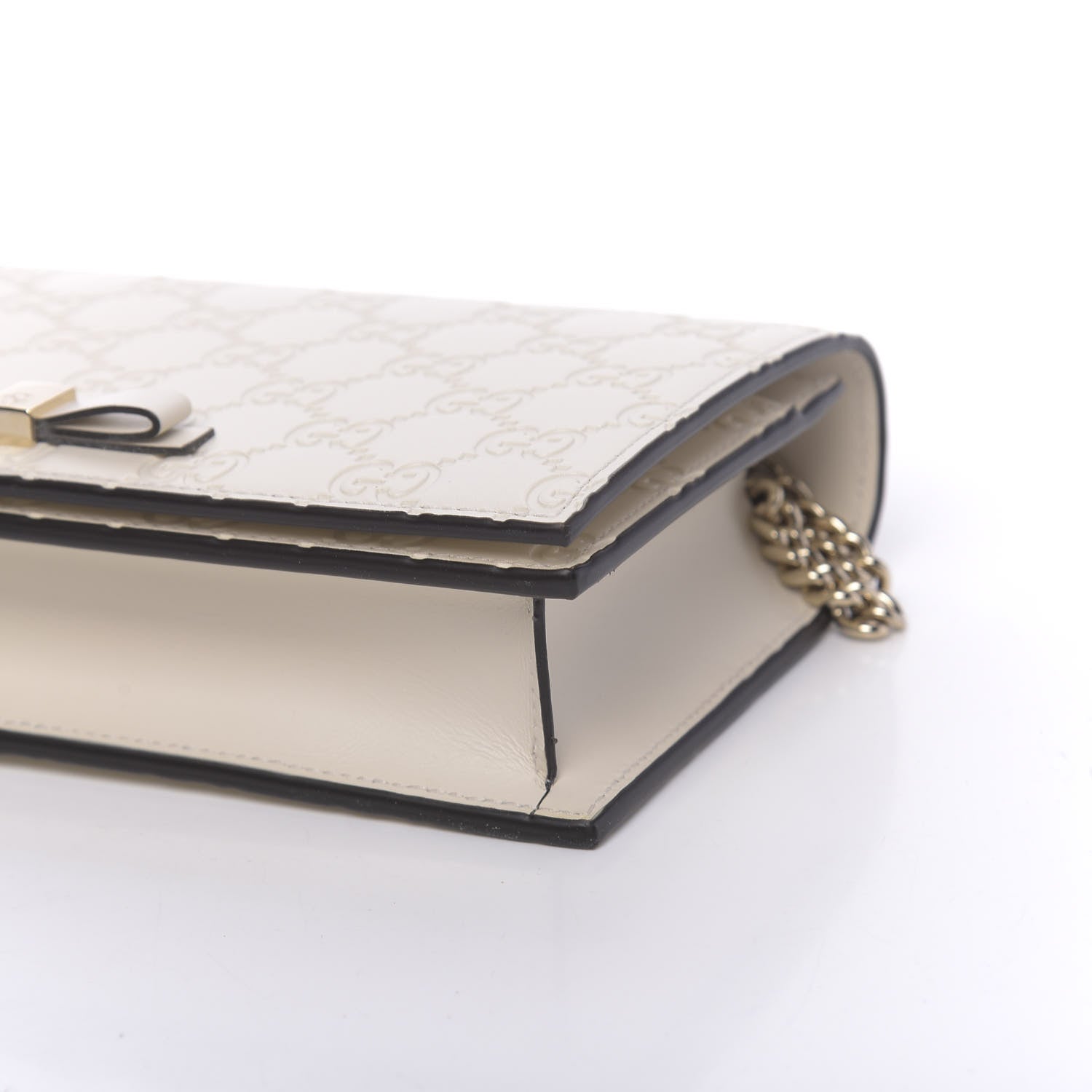 Gucci Guccissima Bow Chain Wallet White 8 of 9