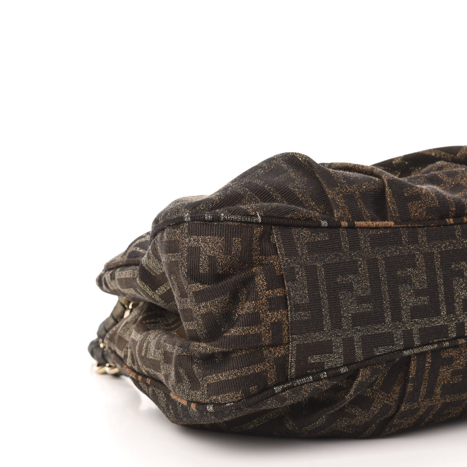 Fendi Metallic Lurex Zucca Small Mia Tote Tobacco 7 of 9