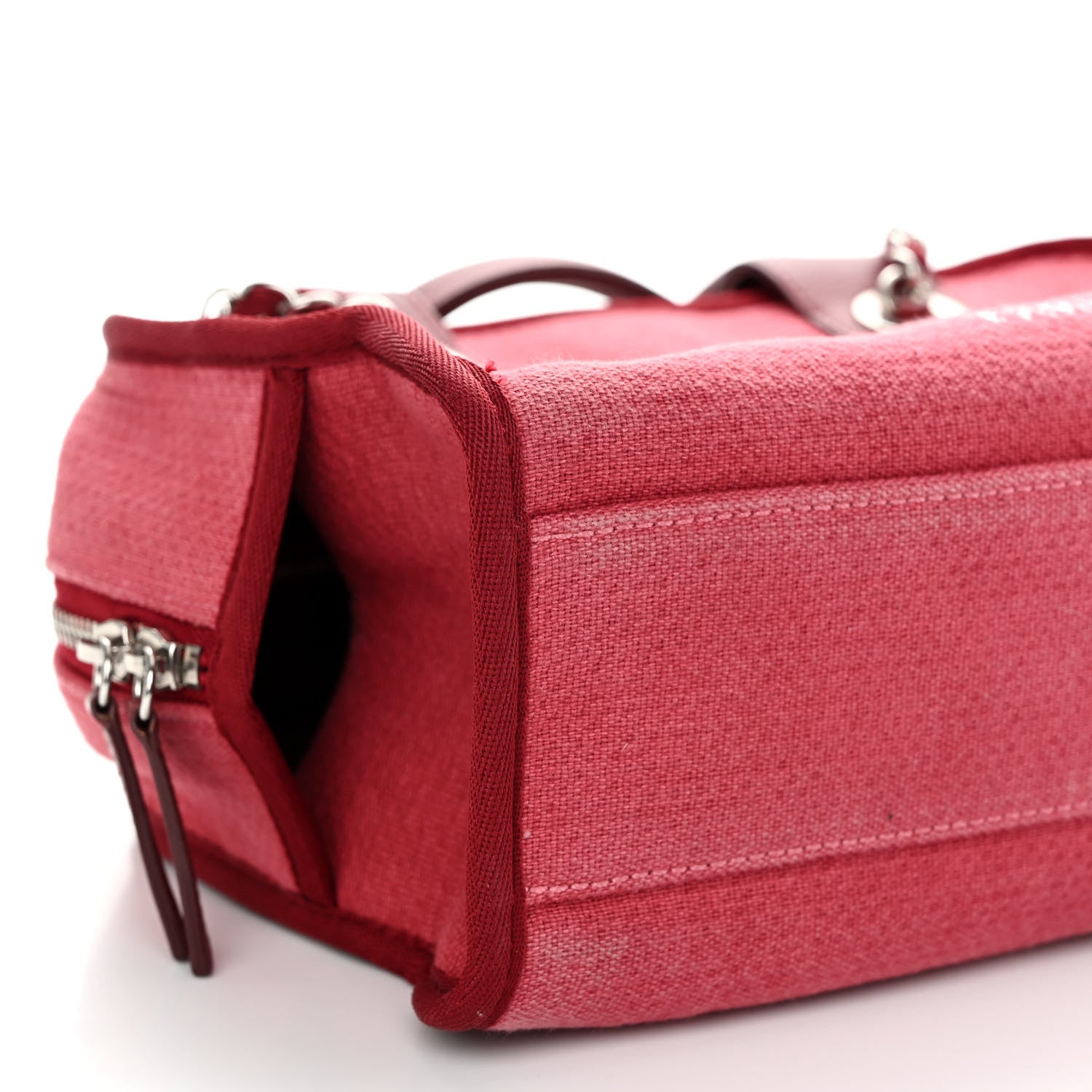 Chanel Canvas Deauville Small Bowling Bag Red 8 of 9