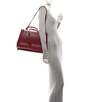 Fendi Vitello Elite Regular 2Jours Tote Rosso Scuro Ciliegia 2 of 12