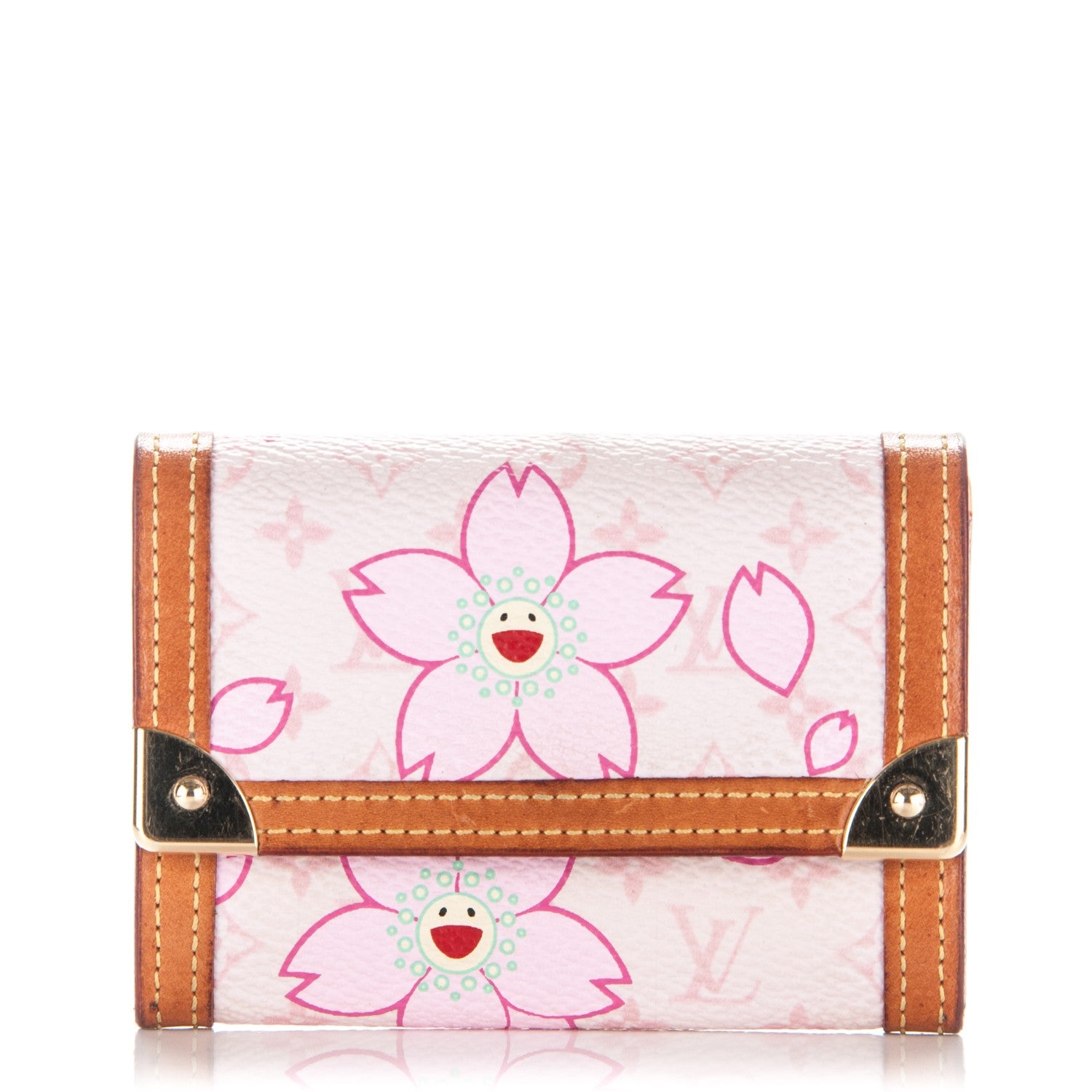 Louis Vuitton Monogram Cherry Blossom Porte-Monnaie Plat Coin Purse Pink 1 of 7