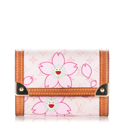 Louis Vuitton Monogram Cherry Blossom Porte-Monnaie Plat Coin Purse Pink 1 of 7