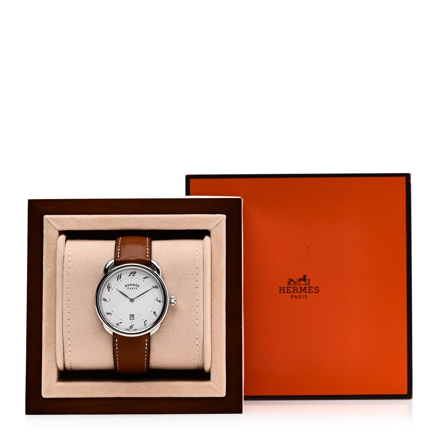 Hermes Stainless Steel Barenia 40mm Arceau Quartz Watch Fauve 5 of 5
