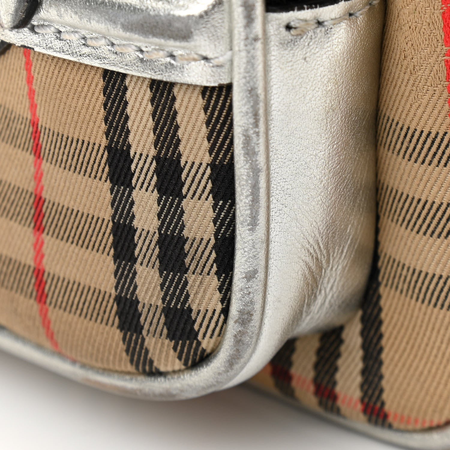 Burberry Smooth Calfskin 1983 Knight Check Link Camera Bag Silver 13 of 13