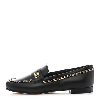 Chanel Lambskin CC Chain Mocassin Loafers 36 Black 1 of 9