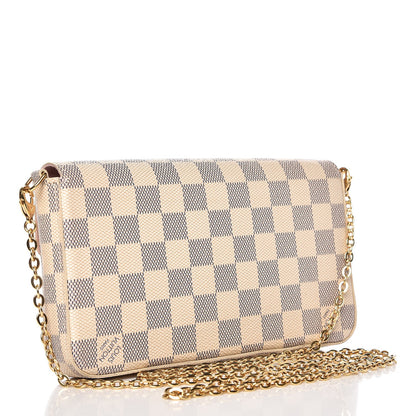 Louis Vuitton Damier Azur Pochette Felicie Chain Wallet Rose Ballerine 3 of 12