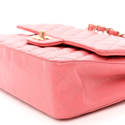 Chanel Metallic Caviar Quilted Medium Double Flap Pink 10 of 10