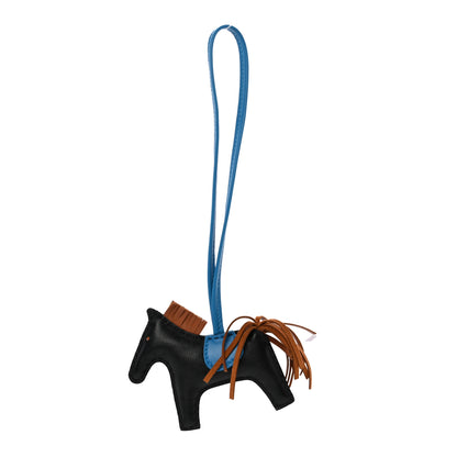 Hermes Milo Lambskin Grigri Rodeo Horse Bag Charm PM Black Gold Bleu Zanzibar 1 of 4