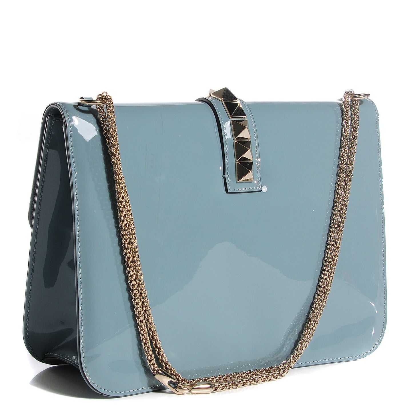 Patent Large Glam Lock Rockstud Flap Smoke