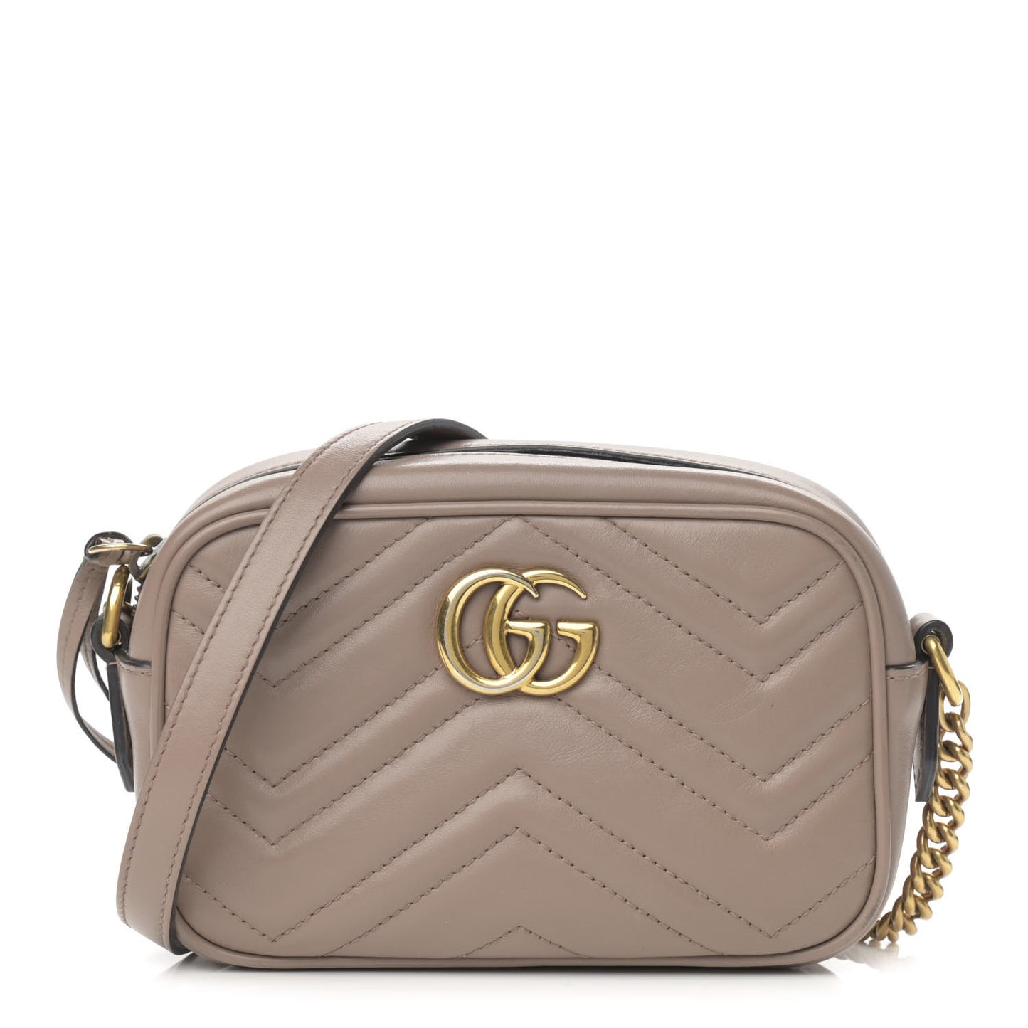 Calfskin Matelasse Mini GG Marmont Chain Shoulder Bag Porcelain Rose