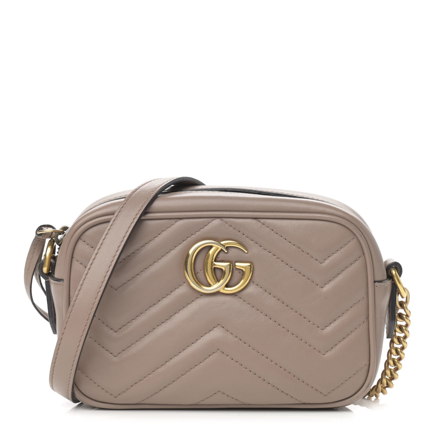 Gucci Calfskin Matelasse Mini GG Marmont Chain Shoulder Bag Porcelain Rose 1 of 14