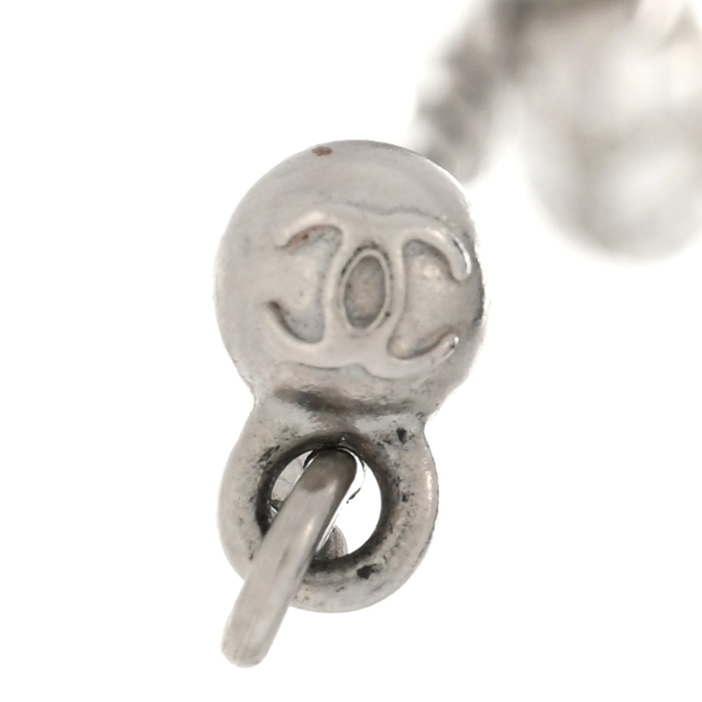 Baguette Crystal CC Drop Earrings Silver