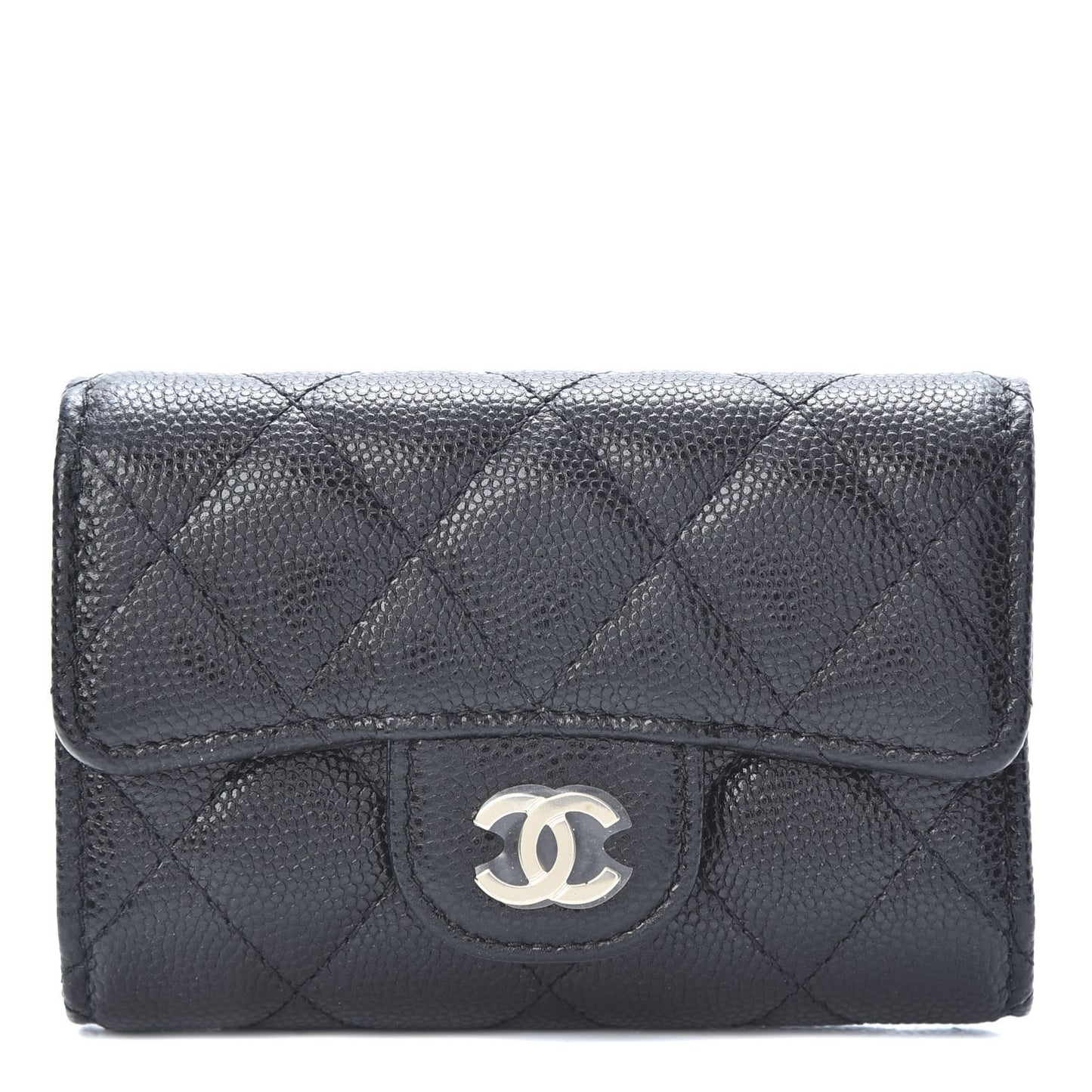 Caviar Quilted Classic 4 Key Holder Wallet Black