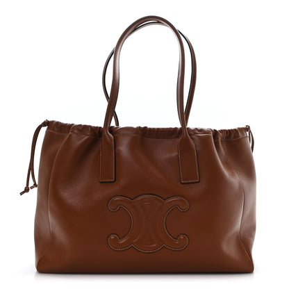 Celine Smooth Calfskin Cuir Triomphe Cabas Drawstring Tan 1 of 9
