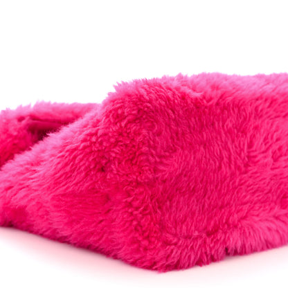 Saint Laurent Merino Shearling Lambskin Quilted Small Loulou Puffer Monogram Chain Satchel Fuchsia 9 of 10