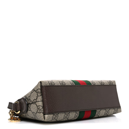 Gucci GG Supreme Monogram Textured Dollar Calfskin Web Small Ophidia Dome Shoulder Bag Beige Ebony New Acero 3 of 10