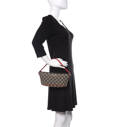 Gucci Monogram Boat Pochette Black Red 2 of 10