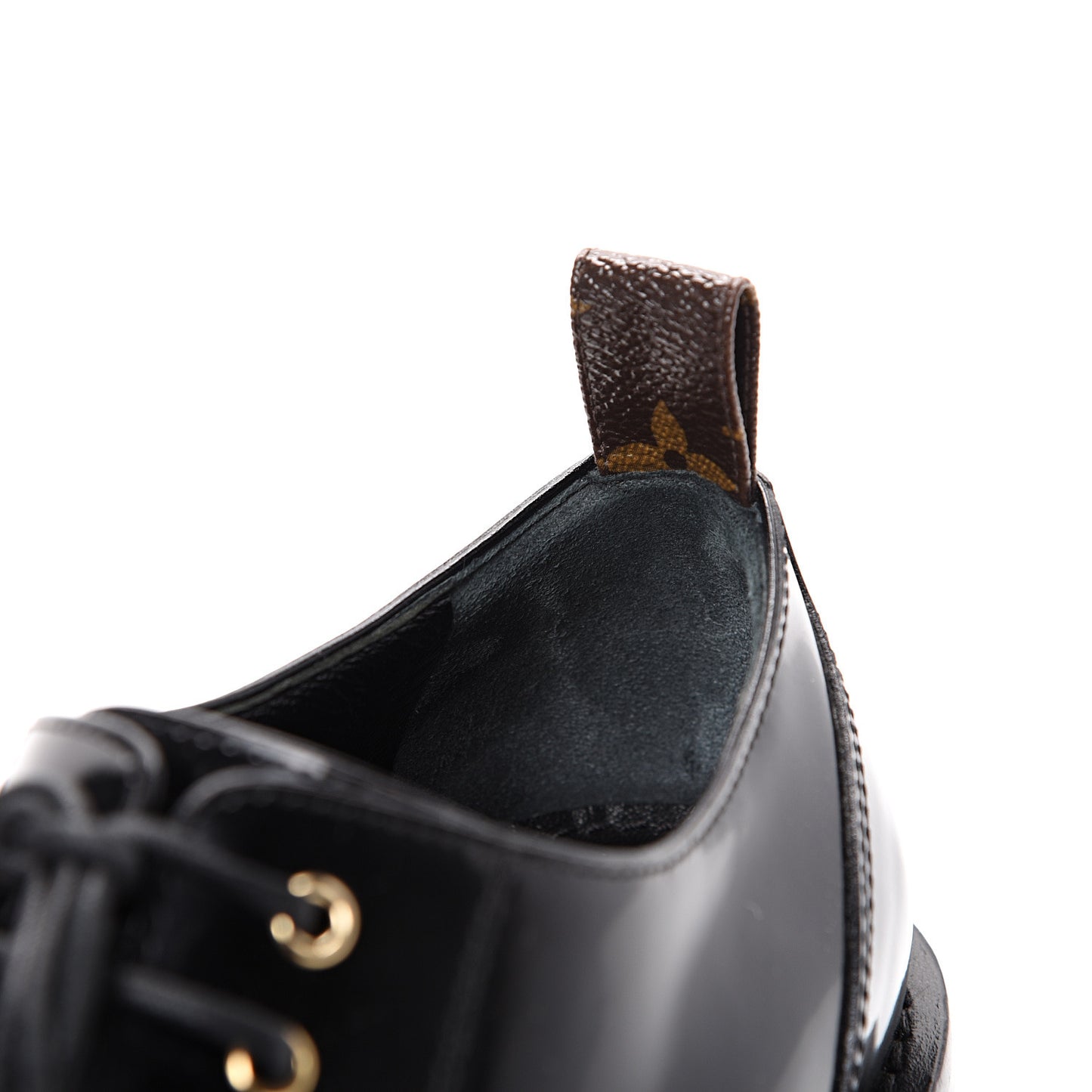 Patent Calfskin Blooms Flat Derby Platform Shoes 37 Black