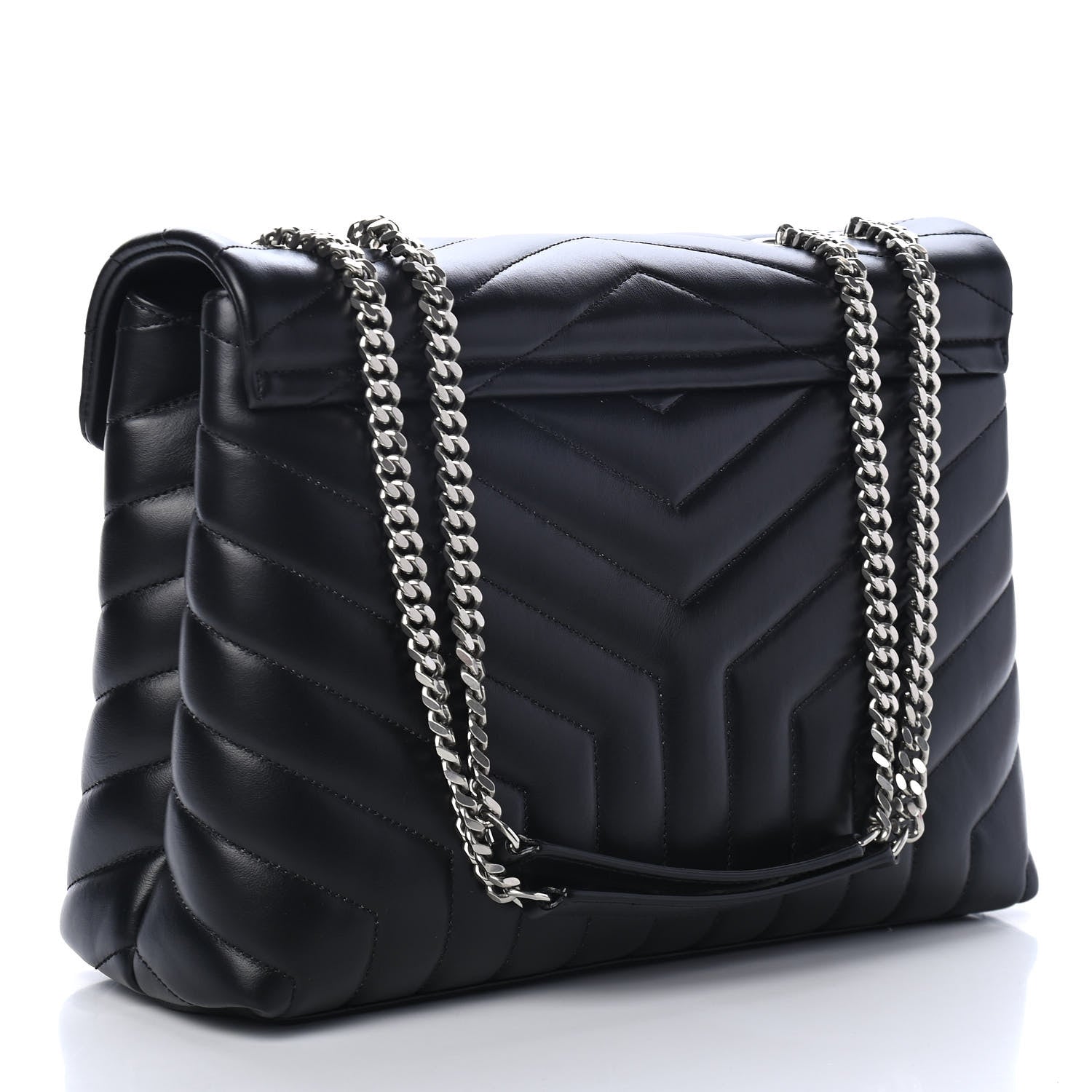 Saint Laurent Calfskin Y Quilted Monogram Medium Loulou Chain Satchel Black 2 of 4