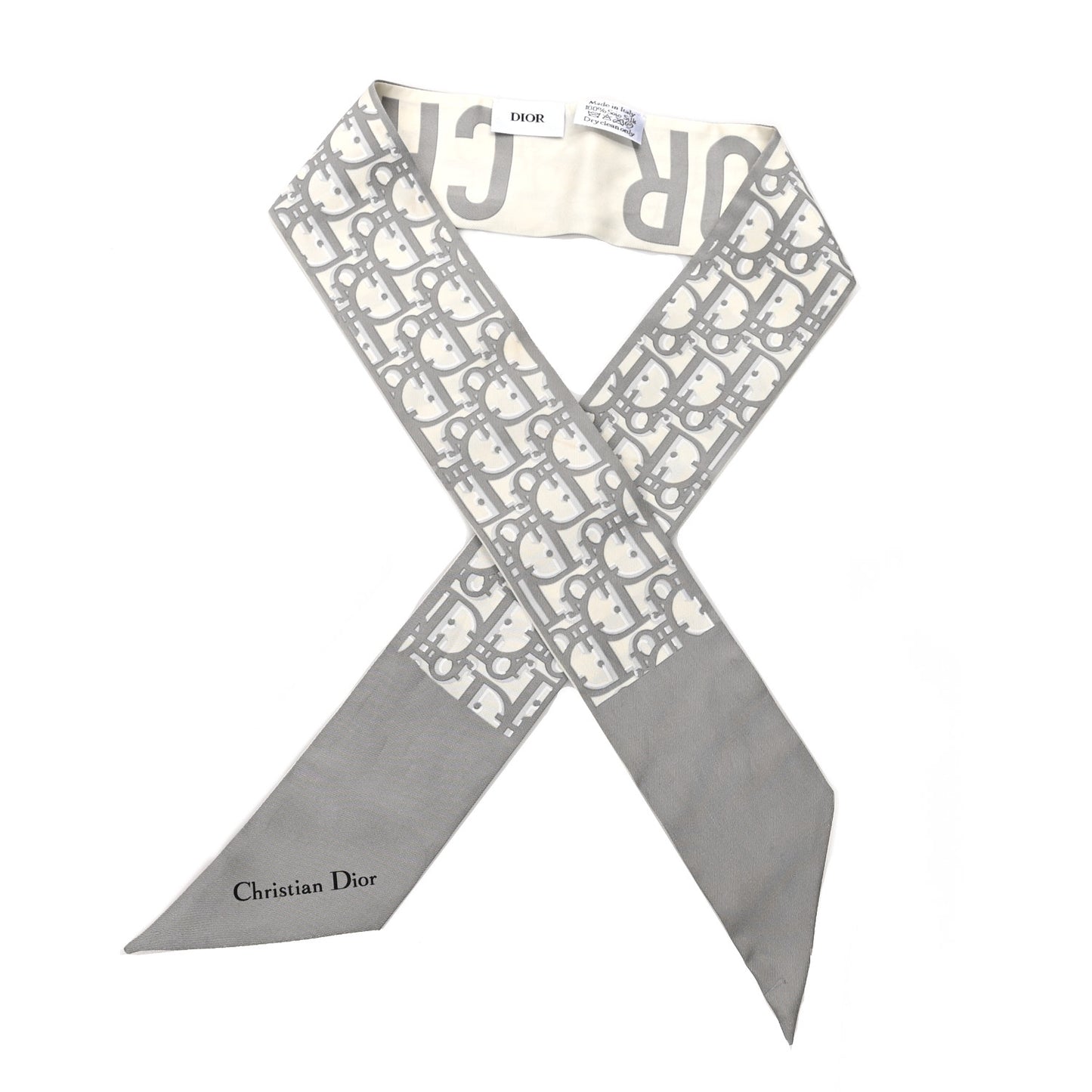 Silk Oblique Mitzah Scarf Grey