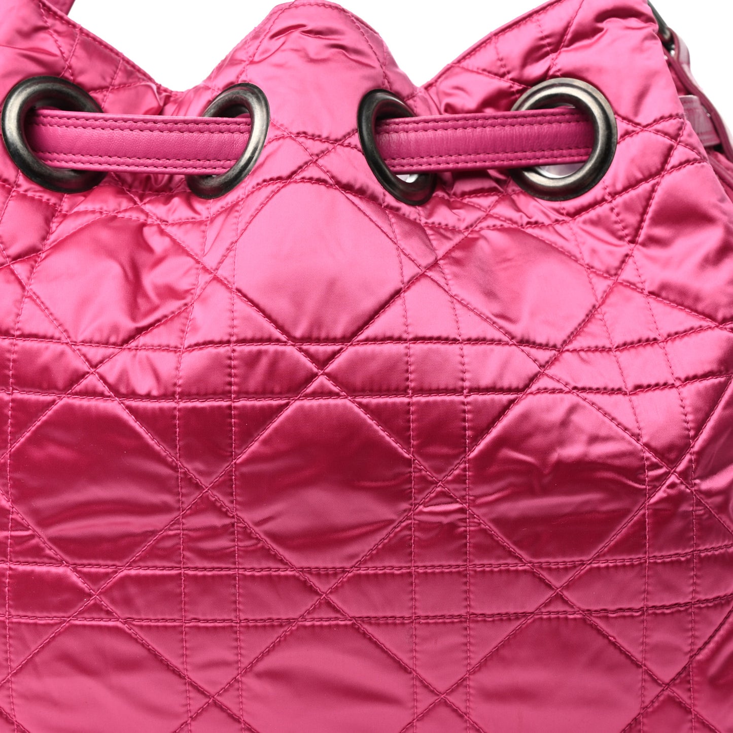 Satin Cannage Drawstring Bag Pink