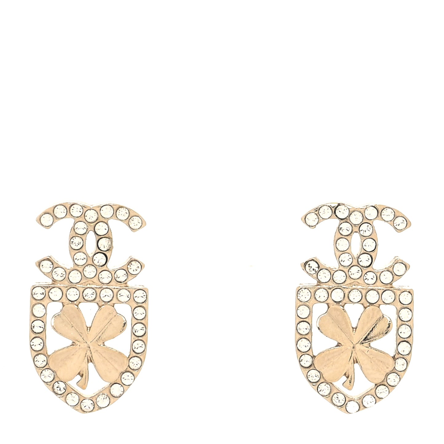 Crystal CC Sergeant Chanel Earrings Gold