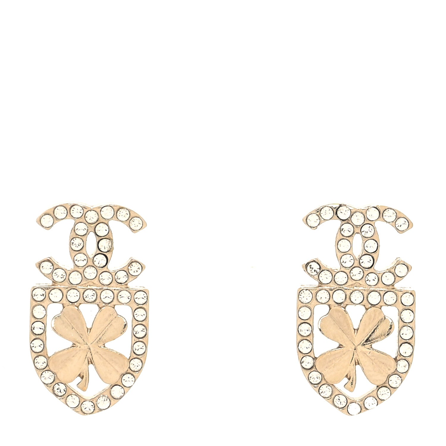 Chanel Crystal CC Sergeant Chanel Earrings Gold 1 of 4