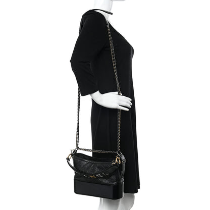 Chanel Aged Smooth Calfskin Quilted Medium Gabrielle Logo Hobo Black 2 of 15