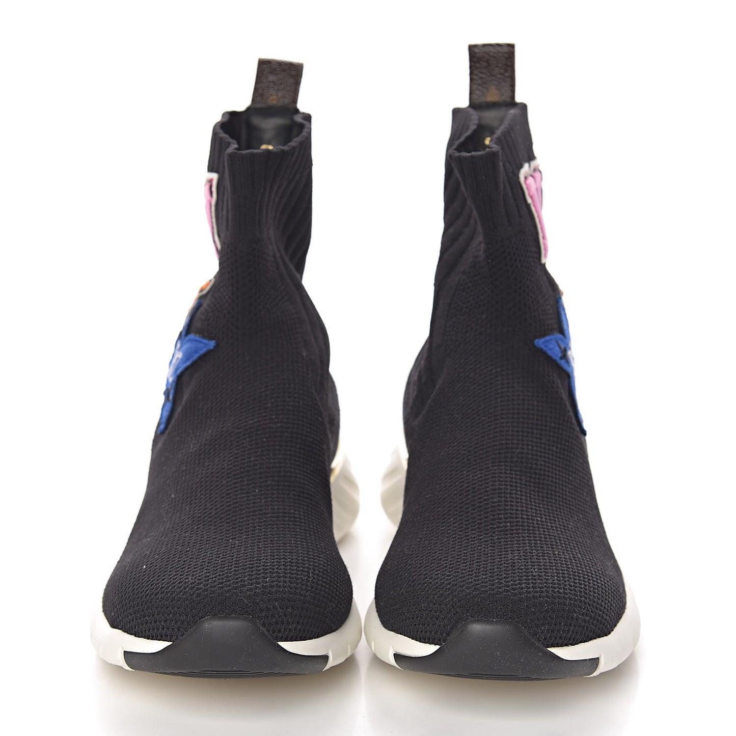 Stretch Fabric LV Black Heart Sock Sneaker 36.5 Black