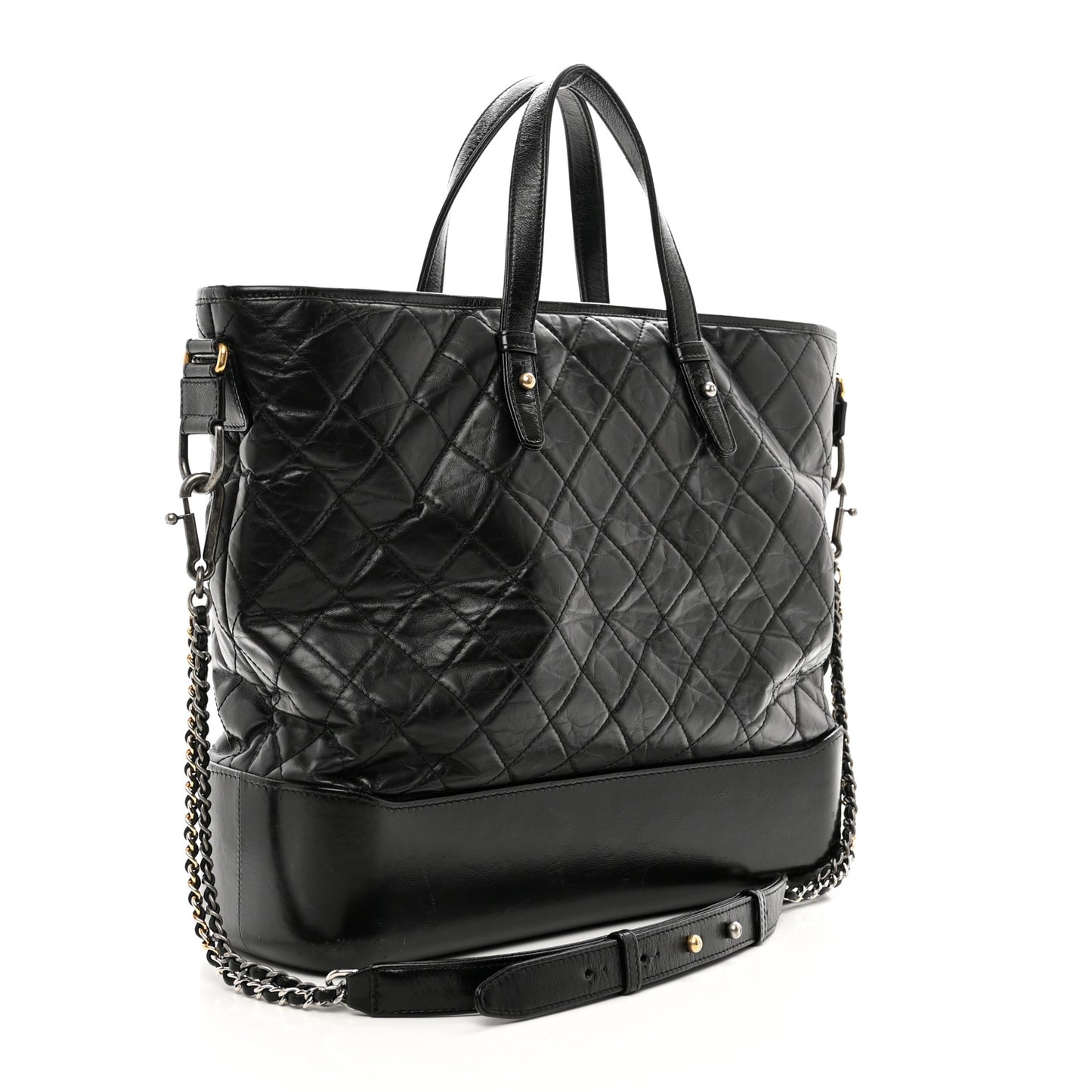 Calfskin Quilted Large Gabrielle Shopping Tote Black