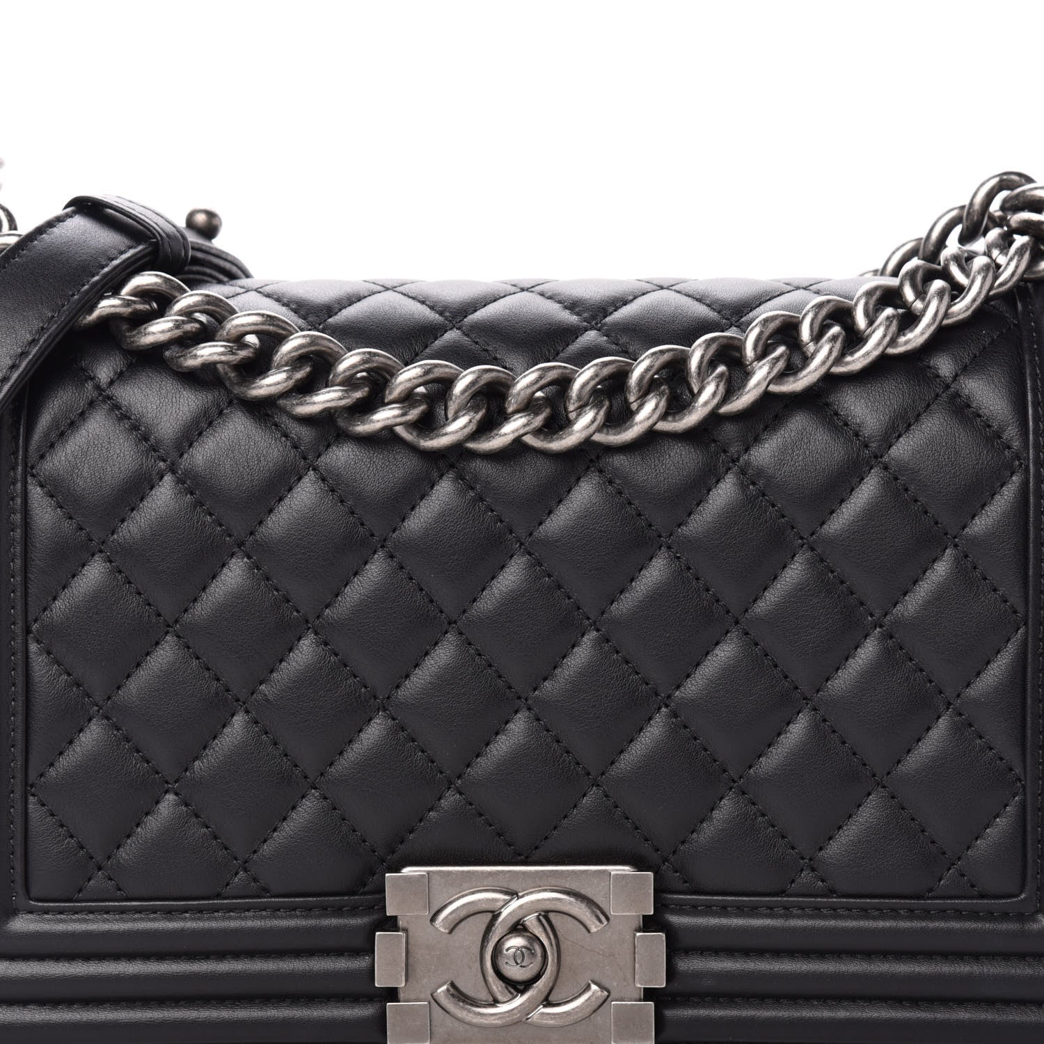 Chanel Lambskin Quilted Medium Boy Flap Black 11 of 12